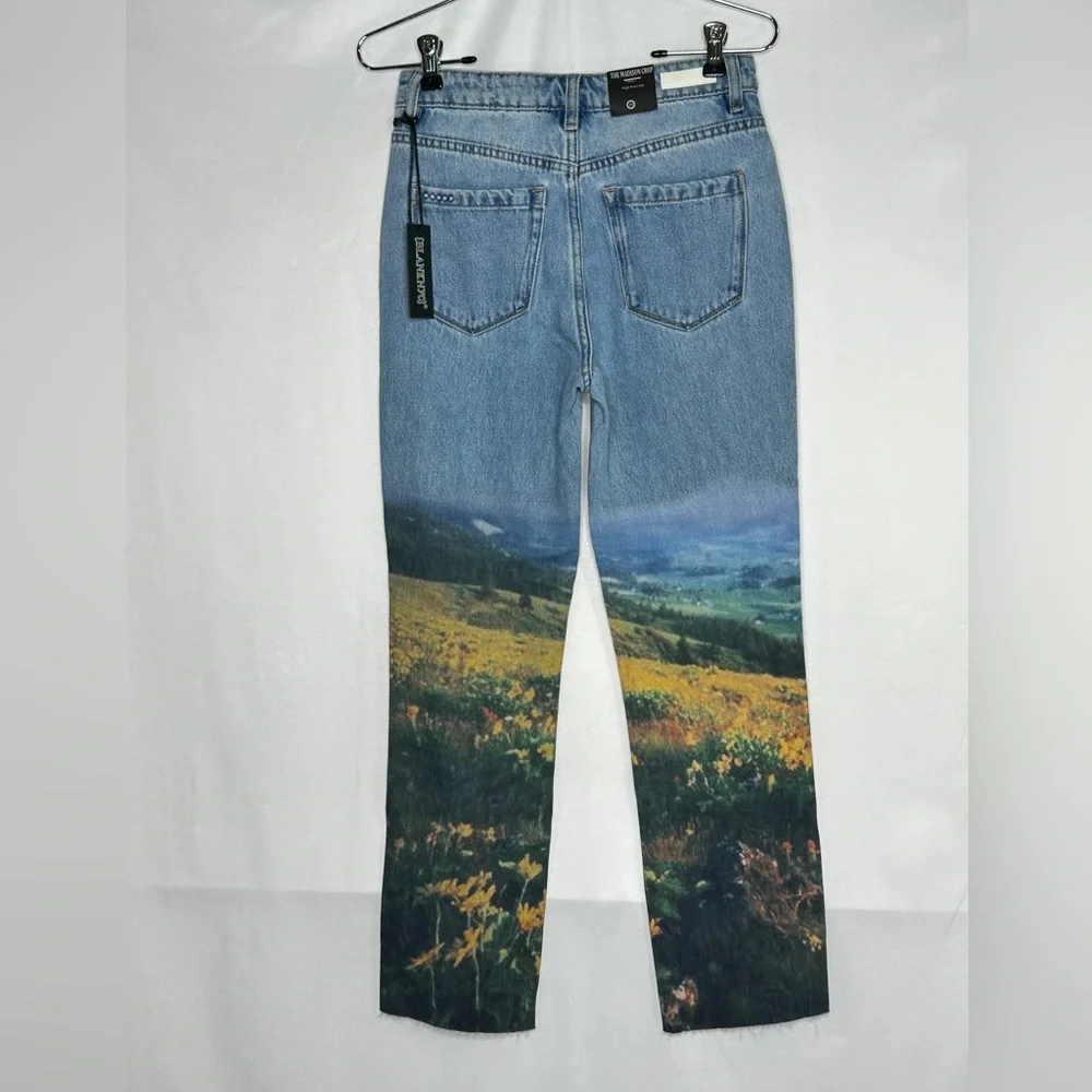 Blank NYC NWT Jeans Throwback Landscape Crop High Rise‎ Festival Hippie Sz 24 - Picture 2 of 14